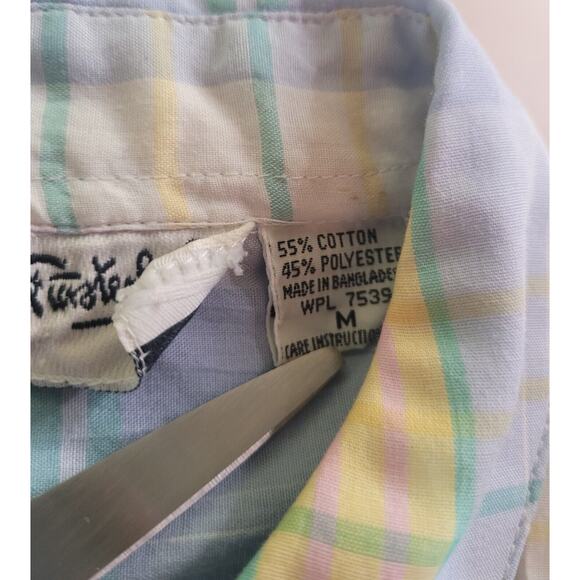 VTG Diane von Furstenberg Women’s M Blue Plaid Button-Up Shirt Blouse EUC - Picture 6 of 10